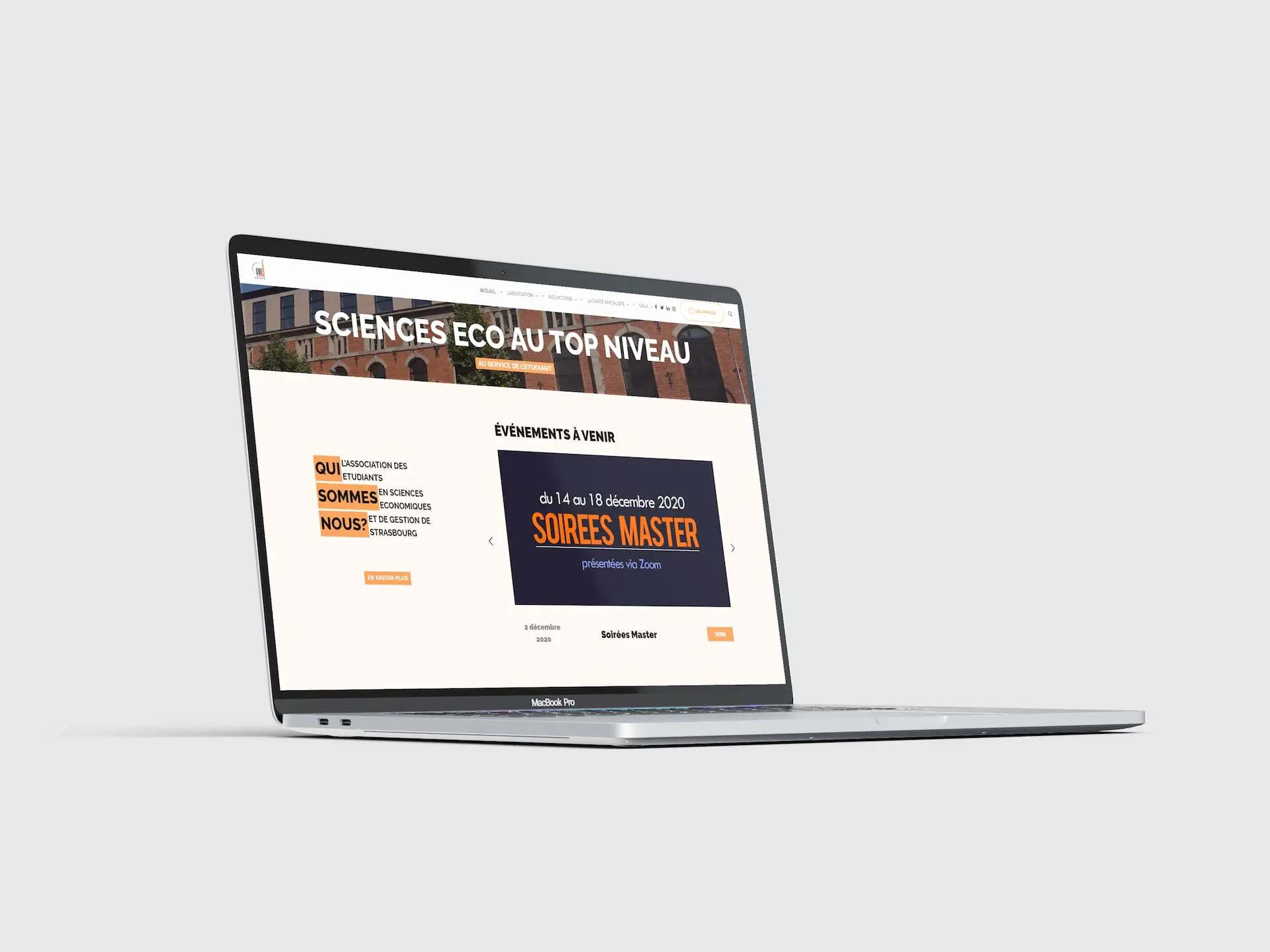 Section de la page web du site de l'AESES sur ordinateur